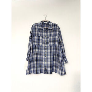 Women's ON YOU Blue & White Plaid Button Down Shirt Tunic L